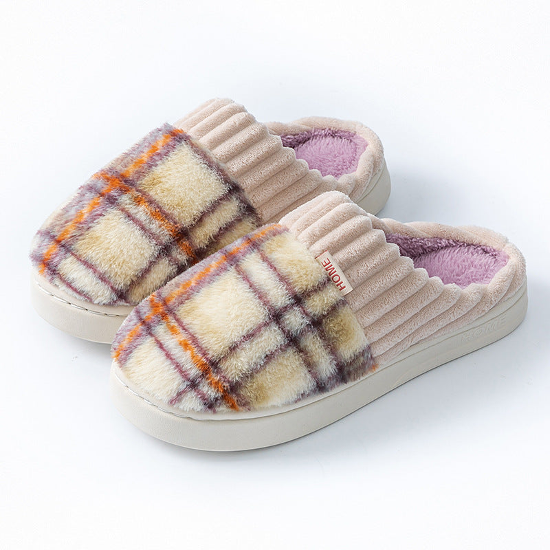 Cozy Plaid Plush Slippers