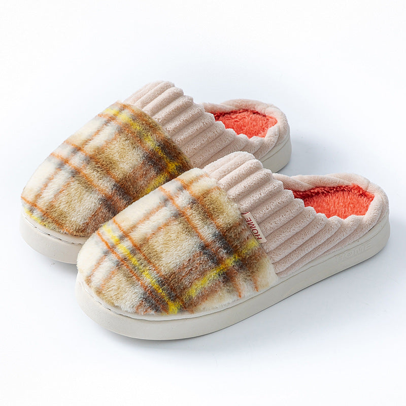Cozy Plaid Plush Slippers