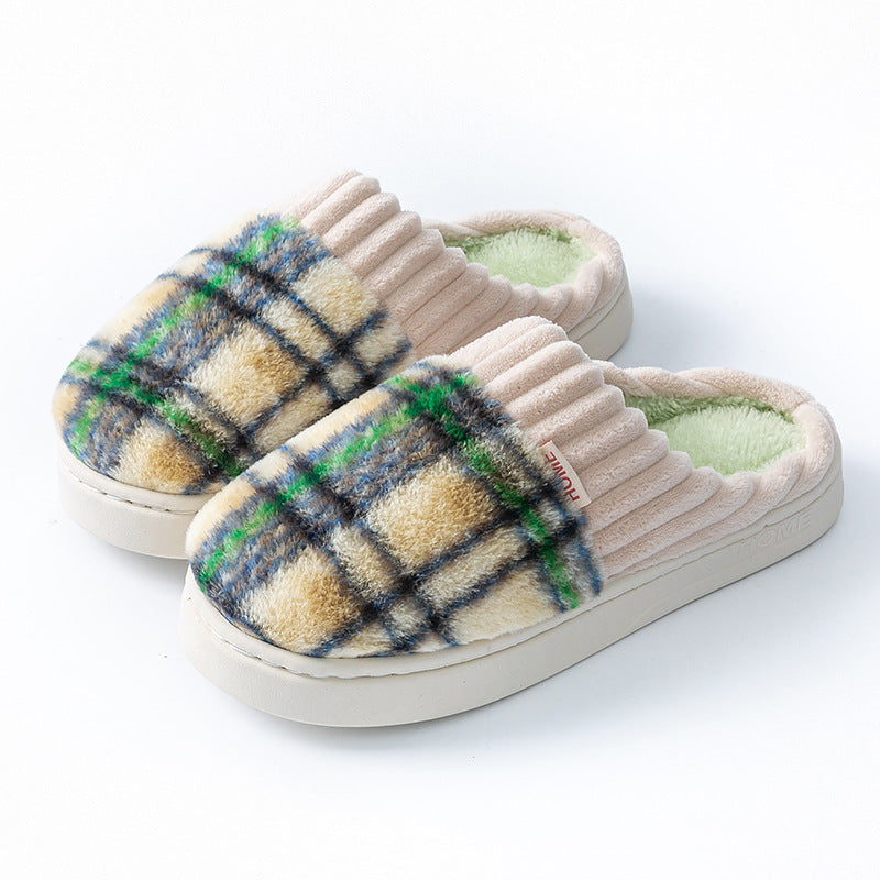 Cozy Plaid Plush Slippers
