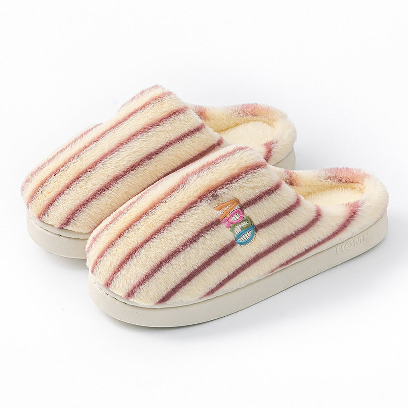 Striped Plush Winter Slippers