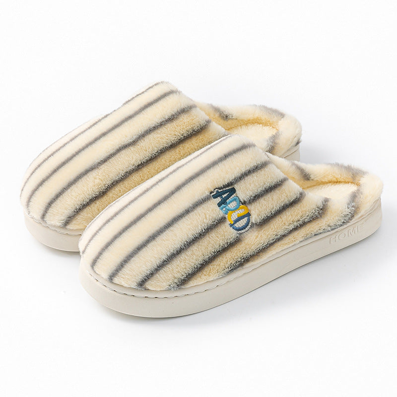Striped Plush Winter Slippers