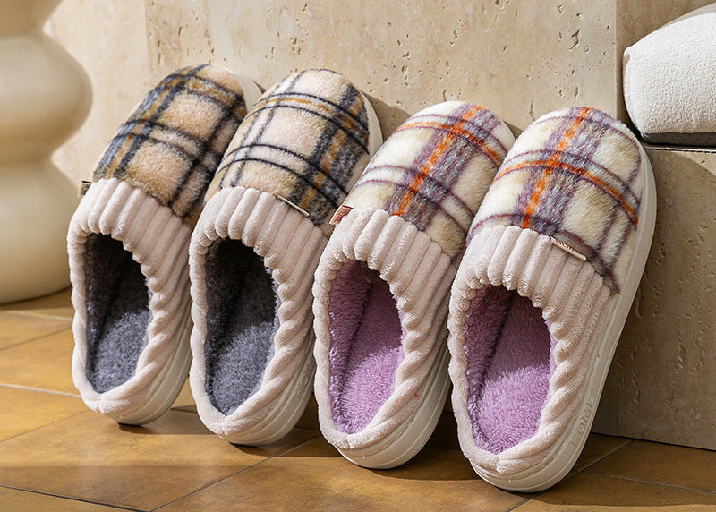 Cozy Plaid Plush Slippers
