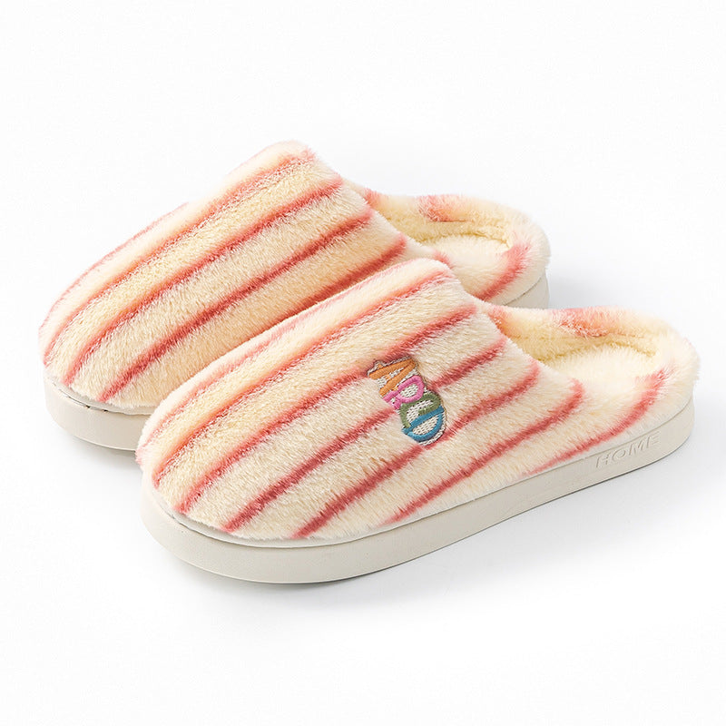 Striped Plush Winter Slippers