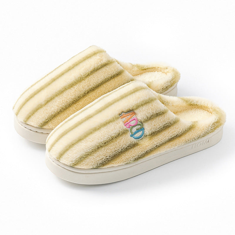 Striped Plush Winter Slippers