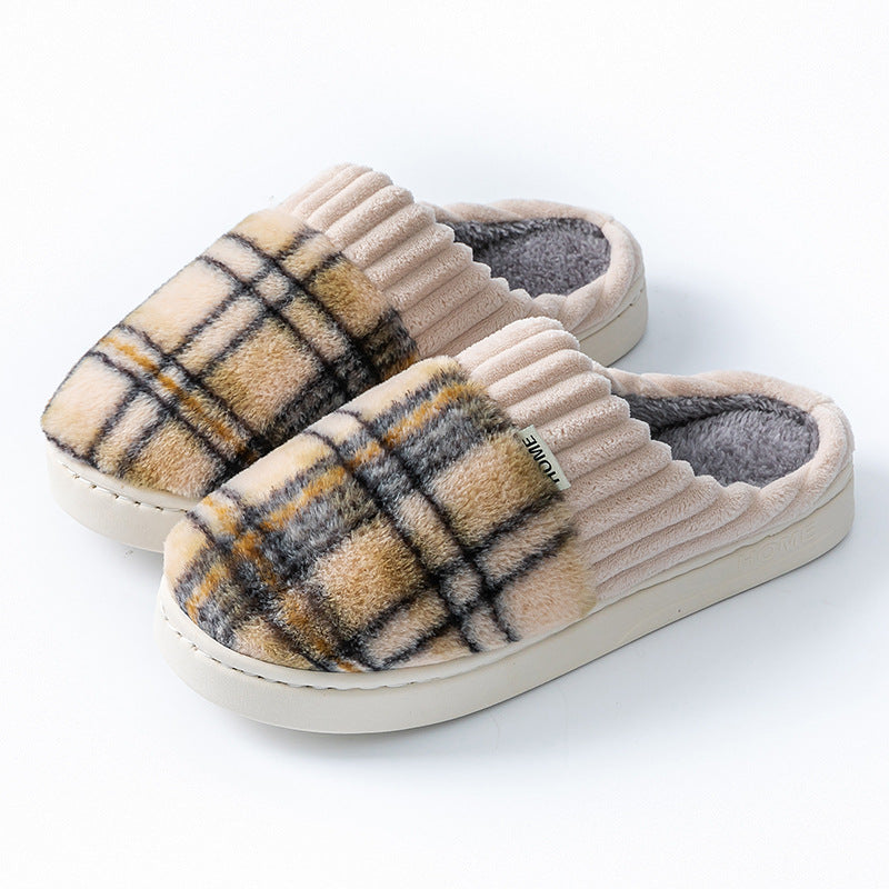 Cozy Plaid Plush Slippers
