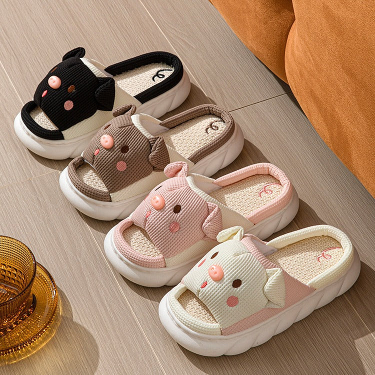 Cute Open-Toe Home Slippers