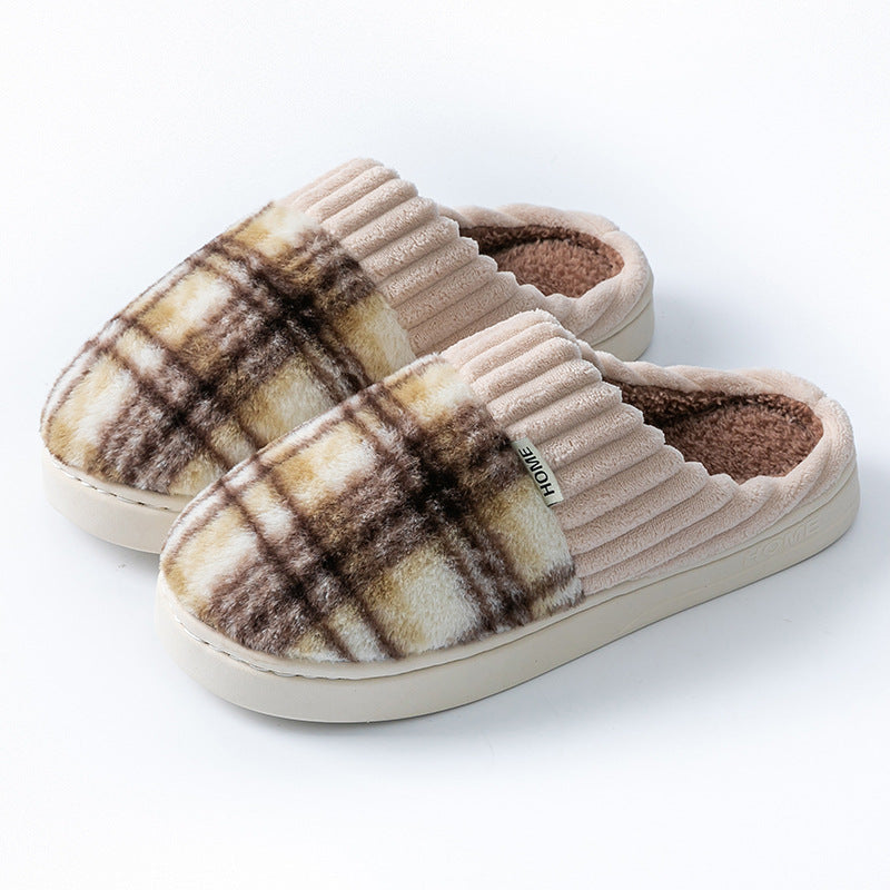 Cozy Plaid Plush Slippers